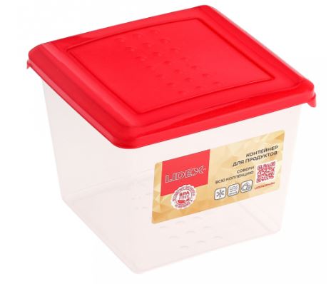 Контейнер для продуктов квадратный RUBY 1л (красный)